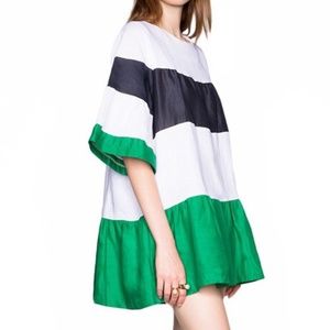 Chic Linen Colorblock Babydoll Dress